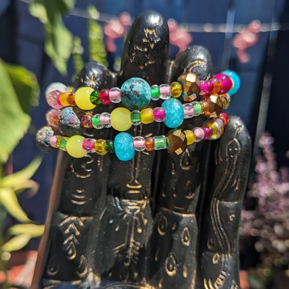 NEW Jasper Lava Stone Energy Bracelet Handmade Cute Coil Crystals Beads - Picture 7 of 8